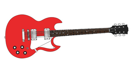Bright Red Electric Guitar with a Classic Design Featuring Dual Pickups and a Sleek Finish Perfect for Rock and Roll Performances