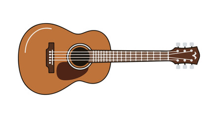 Illustration of a classic acoustic guitar with detailed wood texture and tuning pegs on a white background