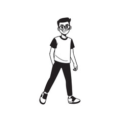 A Handsome Man Silhouette Black and White Vector Image Illustration for Modern Art and Digital Design