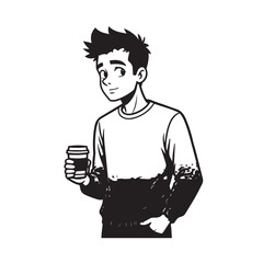 A Handsome Man Silhouette Black and White Vector Image Illustration for Modern Art and Digital Design