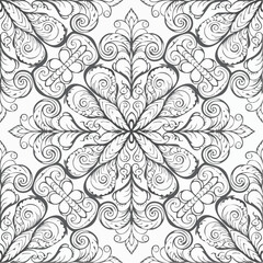 Padr&atilde;o sem emenda de escala de peixe mandala abstrata. Azulejo ornamental, fundo de mosaico. patchwork floral
4