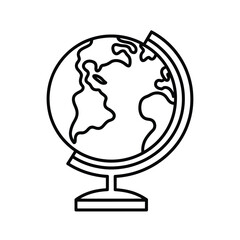 Simple outline drawing of a globe on a stand