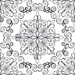 Padr&atilde;o sem emenda de escala de peixe mandala abstrata. Azulejo ornamental, fundo de mosaico. patchwork floral
1