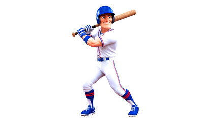 Naklejka premium cartoon baseball player a powerful swing, anticipation, and the thrill of victory, isolated on transparent background