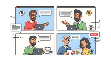 Boost Remote Team Productivity Vector Illustration of Virtual Meetings