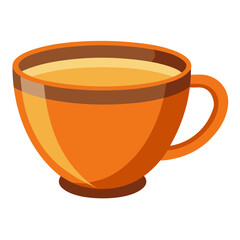 Simple ceramic tea cup flat vector design on white background