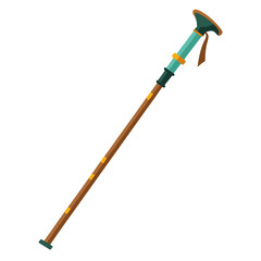 Flat style hiking stick vector illustration on white background