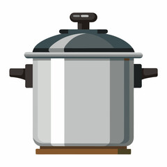 Illustration of a stainless steel pressure cooker kitchen appliance