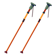 Flat vector illustration of two trekking poles on a white background