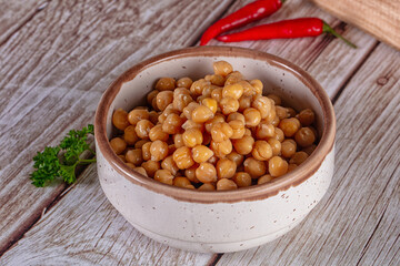 Boiled chickpea beans in the bowl