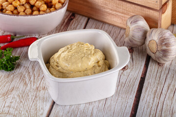 Natural organic homemade chickpea hummus