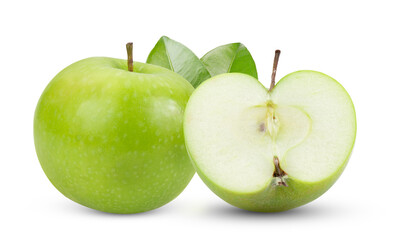 Fresh green apple on white background