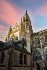 Obraz premium Bayeux, Normandy, the Notre-Dame cathedral in the historic center 