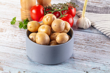 Uncooked raw yellow baby potato