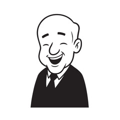 Old woman with formal suit black and white vector illustration for classic elegant portrait artwork