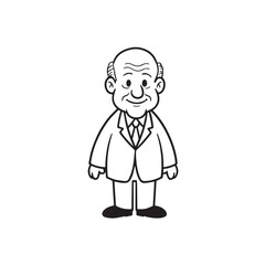 Old woman with formal suit black and white vector illustration for classic elegant portrait artwork