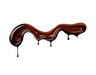 Vector melted chocolate on white background