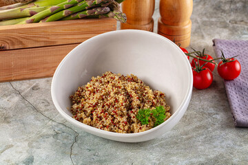 Boiled quinoa cereal in the bowl