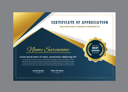 Elegant Certificate of Appreciation with Best Award Seal and Abstract Design