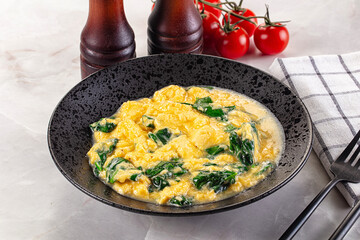 Omelette with spinach for breakfast