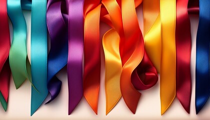 colorful satin ribbons border red orange yellow green blue purple pink
