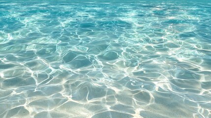 Crystal Clear Ocean Water Surface with Sunlight Reflections.