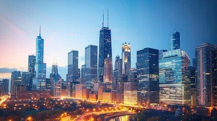 Fototapeta premium City skyline twilight