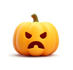 Pumpkin head emoji, angry expression, white background, simple design, cartoon style, cute appearance, simple shape,