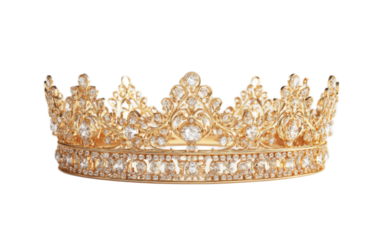 Golden crown on white background,png