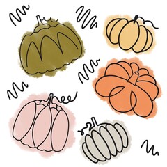 Autumn pumpkins seamless pattern in orange and green