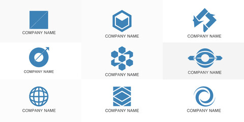 Collection of Blue Geometric Company Logos