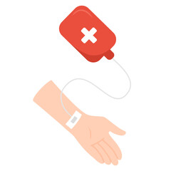 Blood Donation Hand with IV Bag – Medical Illustration