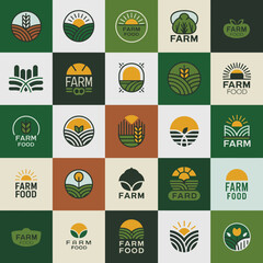 Collection of Farm and Food Logos with Natural Elements