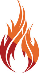Abstract Flame Vector Illustration with Orange and Red Fire Elements in Simple Style