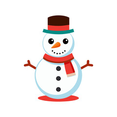 vector snowman with broom