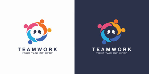 Fototapeta premium Colorful Teamwork Logo with Speech Bubbles