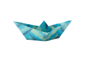 Origami boat isolated on white background