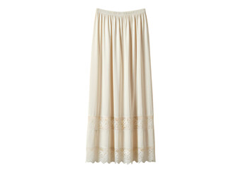 Elegant Cream Lace-Trimmed Curtain Panel isolated on transparent background