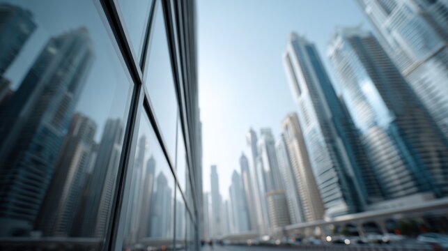 Urban skyscraper skyline reflecting modern megacity dreams, echoing Eid al-Fitr celebrations and International Architecture Day marvels