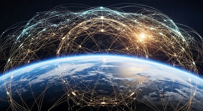 Global network connectivity abstract earth digital technology concept - Powered by Adobe