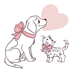 Fototapeta premium Print Cute Pets Support Breast Cancer Awareness
