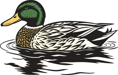 Realistic Duck Illustration Design. Detailed Duck Wildlife Artwork. Natural Duck Creative Illustration. Duck Illustration for Farming Theme. Realistic Duck Artwork for Nature Scene. Duck Design