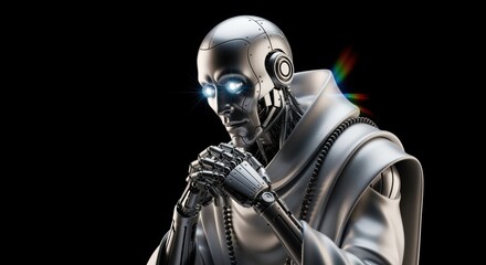 AI Monk Meditating with Glowing Eyes