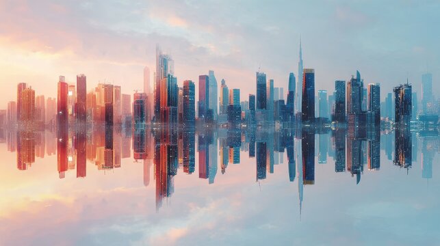 Double exposure city veiw background.