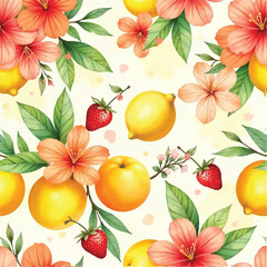 Seamless floral pattern, fabric style, hand-drawn background design 