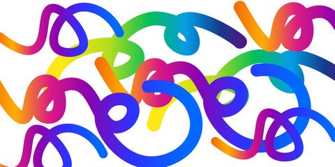 Colorful Rainbow Abstract Gradient Shapes Set. Vector Graphic Pattern with Wavy Lines in Bright Colors.