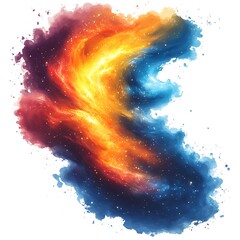 Fototapeta premium Abstract Nebula Cloud of Red Orange and Blue with Stars on photo White Background galaxy