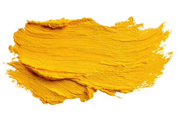 Bold, textured, vibrant yellow paint stroke