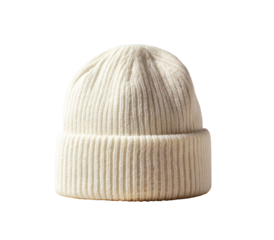 Cream-colored ribbed knit beanie (4)