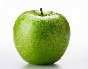 a close up of a single green apple isolated on